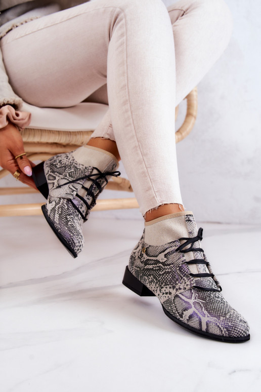 Damenstiefel aus INildleder SchuhZuerk mit Schlangenhautimitat Es mussciejka 04744-03 Beige