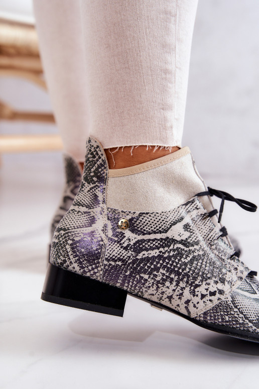 Damenstiefel aus INildleder SchuhZuerk mit Schlangenhautimitat Es mussciejka 04744-03 Beige