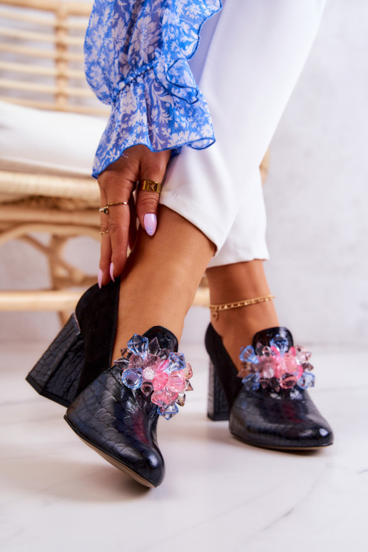 aus INildleder mit Schlangenhautimitat Schuhe mit Absätzen schZuarze Farbe Sofie