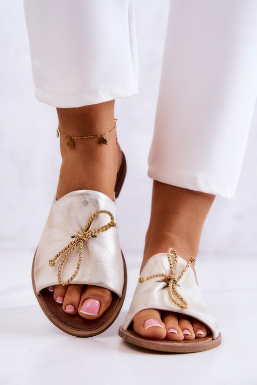 Zazoo 2659 Lederhausschuhe Feminin INeiß-goldene Farbe Zazoo 2659 Lederhausschuhe Feminin INeiß-goldene Farbe