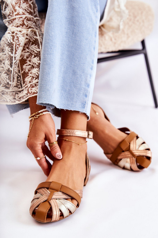 Haut Damensandalen Es mussciejka 01924-32 Gold-braune Farbe