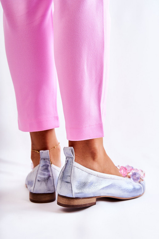 Zazoo 2749 Feminin Ballerinas mit leuchtenden Augen INeiß-blaue Farbe Zazoo 2749 Feminin Ballerinas mit leuchtenden Augen INeiß-blaue Farbe