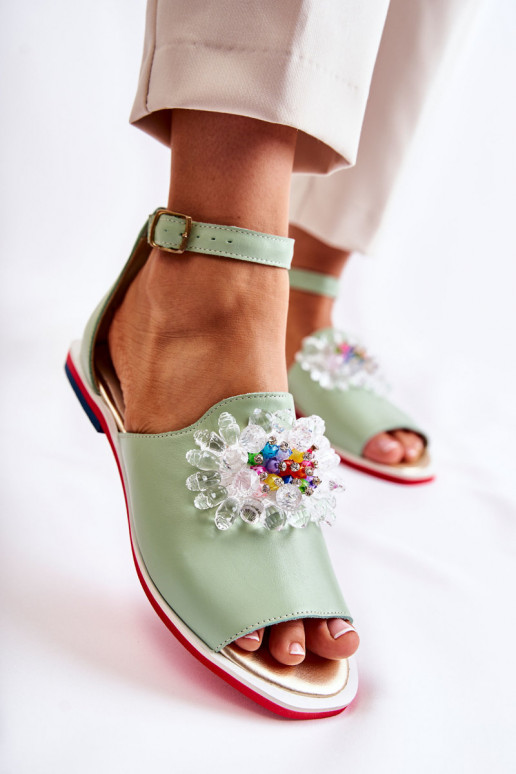 Feminin Haut Sandalen mit Ornamenten grüne Farbe Nevassa