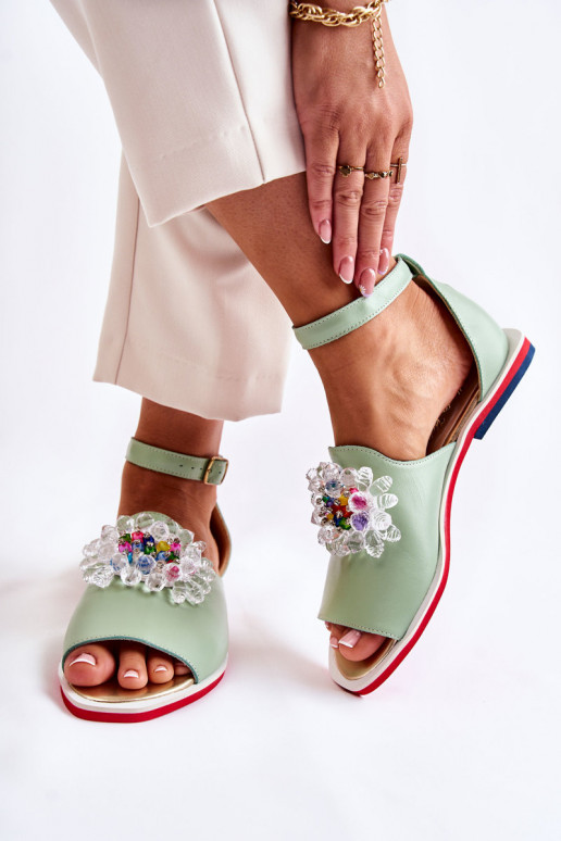 Feminin Haut Sandalen mit Ornamenten grüne Farbe Nevassa