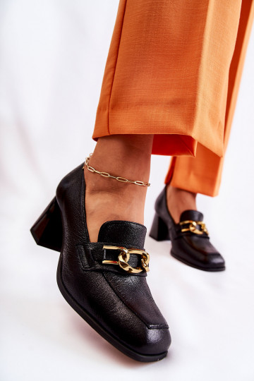 Leder-Schuhe mit Ketten Laura Messi 2515 in Schwarz