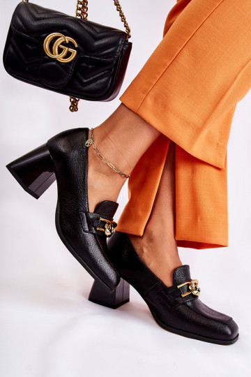 Haut Schuhe mit Ketten Laura Messi 2515 schZuarze Farbe 2