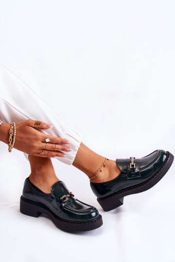 mit Lackeffekt Schuhe Mit Silberverzierung grüne Farbe Lemar Hestill 2