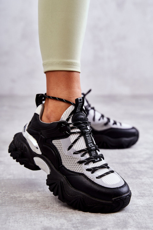 Feminin Turnschuhe Memory Foam System Big Star KK274053 SchZuarz und-graue Farbe