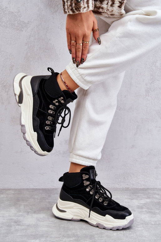 Feminin Groß Turnschuhe GOE KK2N4098 schZuarze Farbe