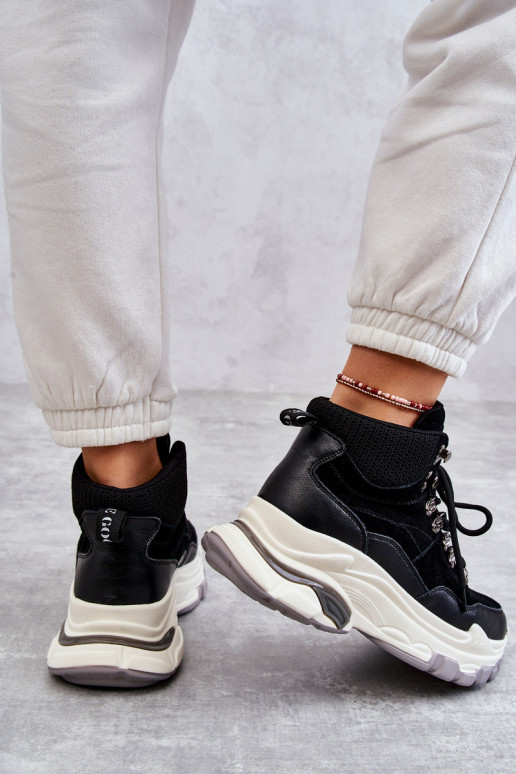 Feminin Groß Turnschuhe GOE KK2N4098 schZuarze Farbe