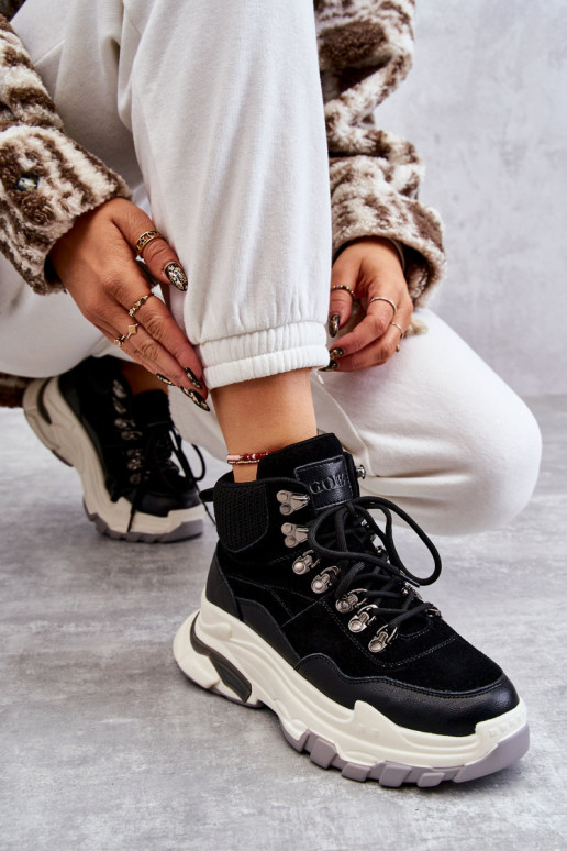 Feminin Groß Turnschuhe GOE KK2N4098 schZuarze Farbe