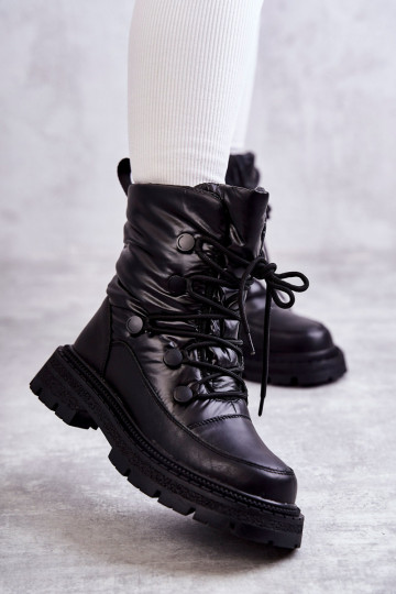 Feminin Schneestiefel mit Schnürsenkeln GOE KK2N4017 schZuarze Farbe 2