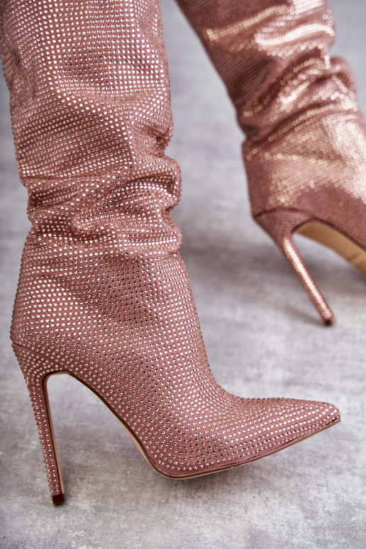 Modisch Stiefel mit dünnen Absätzen mit blitzenden Augen pinke Farbe Lovisa Modisch Stiefel mit dünnen Absätzen mit blitzenden Augen pinke Farbe Lovisa