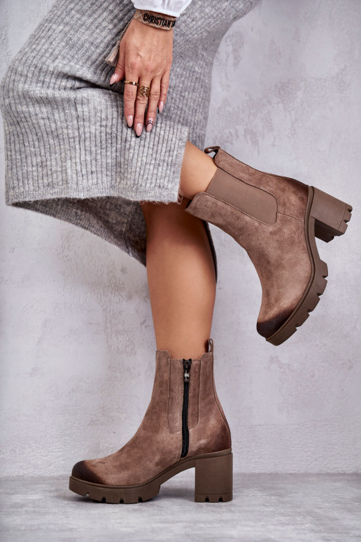 aus INildleder Feminin Stiefel mit einer Plattform Beige Lemar Es mussrtine