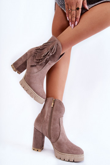 INildlederschuhe mit einer Plattform LeZuski Shoes 3251 Cappuccino-Farbe