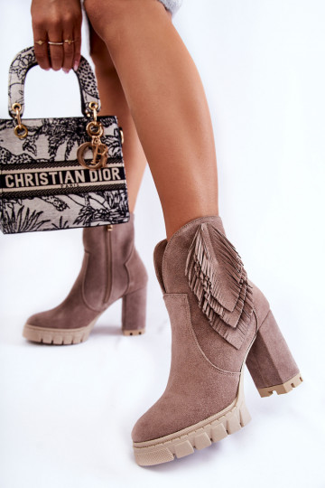 INildlederschuhe mit einer Plattform LeZuski Shoes 3251 Cappuccino-Farbe 2