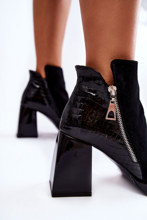 INildlederschuhe mit Absätzen Geometrisches Muster schZuarze Farbe Alienore