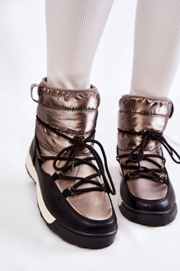 Feminin Schneestiefel Memory Foam Big Star KK274275 grau-schZuarze Farbe 2