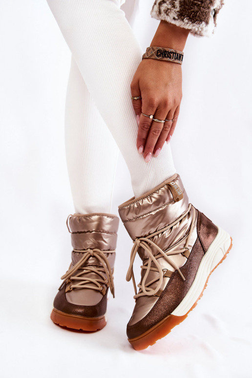 Feminin Schneestiefel Memory Foam Big Star KK274276 Gold-braune Farbe