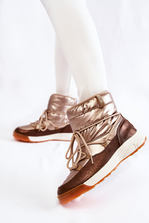 Feminin Schneestiefel Memory Foam Big Star KK274276 Gold-braune Farbe