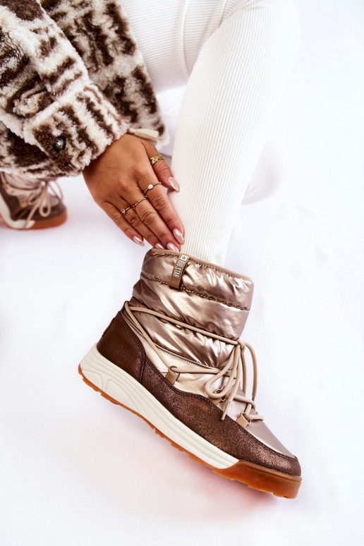 Feminin Schneestiefel Memory Foam Big Star KK274276 Gold-braune Farbe