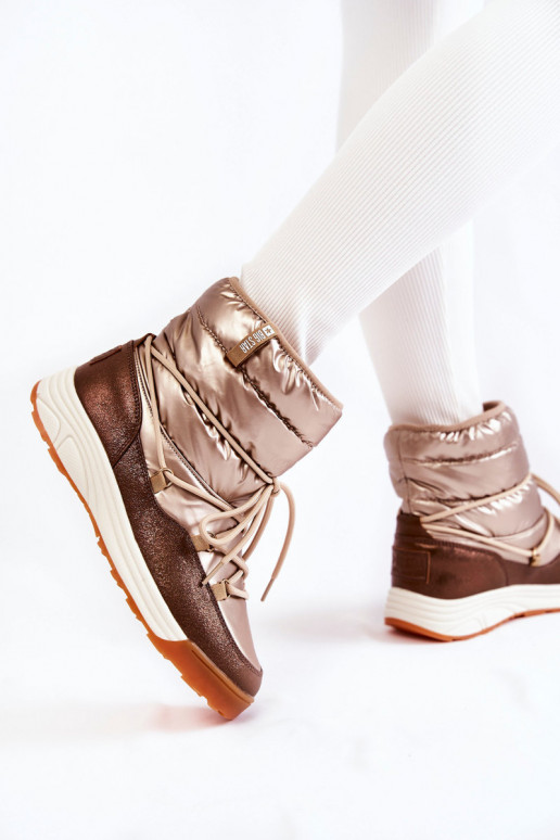 Feminin Schneestiefel Memory Foam Big Star KK274276 Gold-braune Farbe