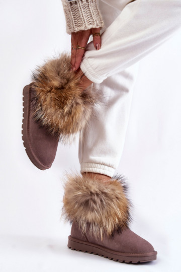 Feminin aus INildleder Schneestiefel mit Pelzmantel graue Farbe Alexa 2