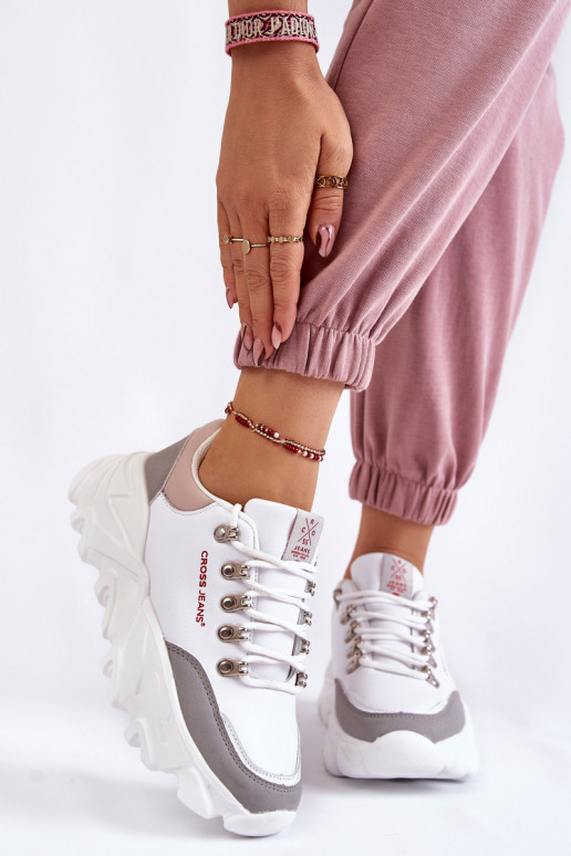 Feminin Sneakers Stilvollllschuhe mit einer Plattform Cross Jeans KK2R4071C Zueiße Farbe Feminin Sneakers Stilvollllschuhe mit einer Plattform Cross Jeans KK2R4071C Zueiße Farbe