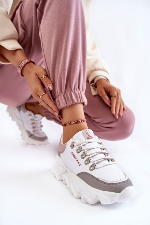 Feminin Sneakers Stilvollllschuhe mit einer Plattform Cross Jeans KK2R4071C Zueiße Farbe Feminin Sneakers Stilvollllschuhe mit einer Plattform Cross Jeans KK2R4071C Zueiße Farbe