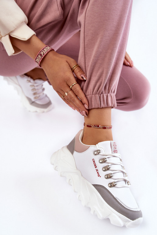 Feminin Sneakers Stilvollllschuhe mit einer Plattform Cross Jeans KK2R4071C Zueiße Farbe Feminin Sneakers Stilvollllschuhe mit einer Plattform Cross Jeans KK2R4071C Zueiße Farbe