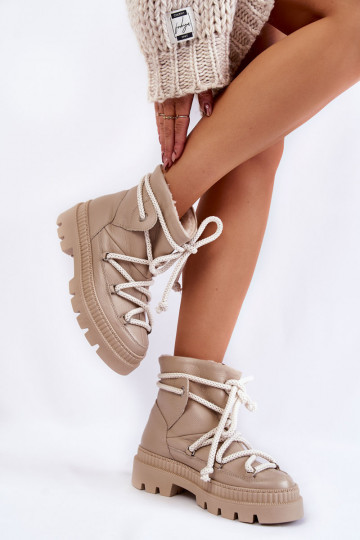 Feminin Modisch Stiefel Schneestiefel Beige Kallen 2