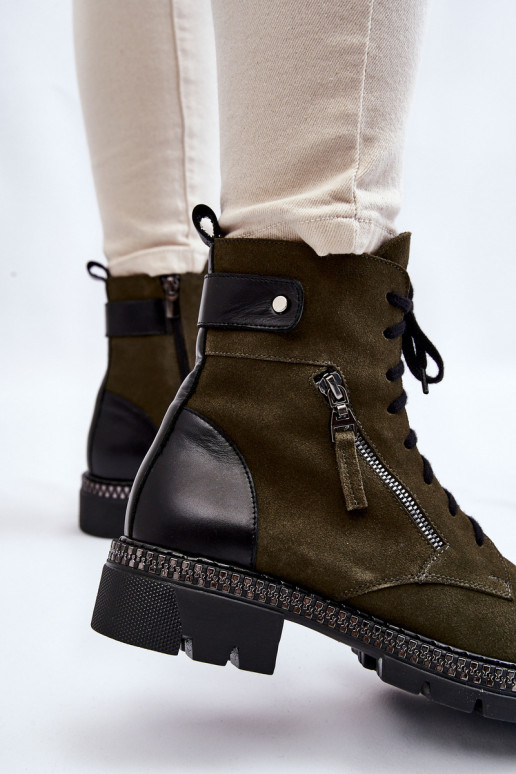 aus INildleder sich Zuarm laufen Stiefel Laura Messi 2508 grüne Farbe