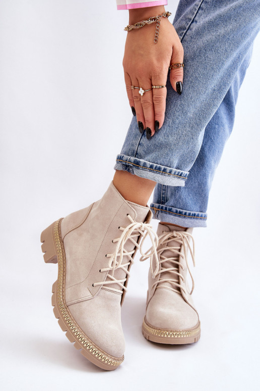 Stiefel mit breiten Absätzen LeZuski Shoes 3285 elfenbeinfarbe Stiefel mit breiten Absätzen LeZuski Shoes 3285 elfenbeinfarbe