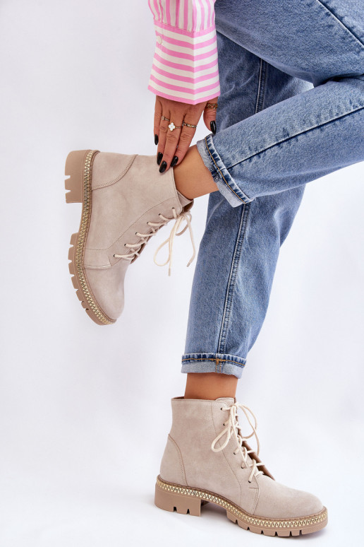 Stiefel mit breiten Absätzen LeZuski Shoes 3285 elfenbeinfarbe Stiefel mit breiten Absätzen LeZuski Shoes 3285 elfenbeinfarbe