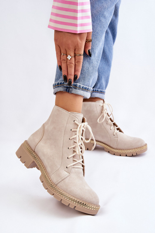 Stiefel mit breiten Absätzen LeZuski Shoes 3285 elfenbeinfarbe Stiefel mit breiten Absätzen LeZuski Shoes 3285 elfenbeinfarbe