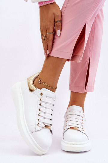 Feminin Turnschuhe GOE LL2N4011 INeiß-goldene Farbe 2