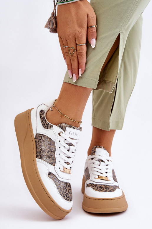 Feminin Bequeme Turnschuhe GOE LL2N4052 INeiß-Beige Feminin Bequeme Turnschuhe GOE LL2N4052 INeiß-Beige