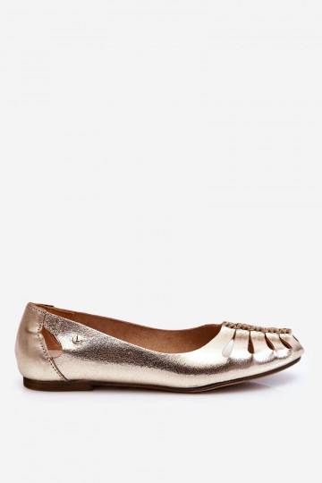 Zazoo 10009 bequeme Ballerinas aus natürlichem Leder goldfarben 2