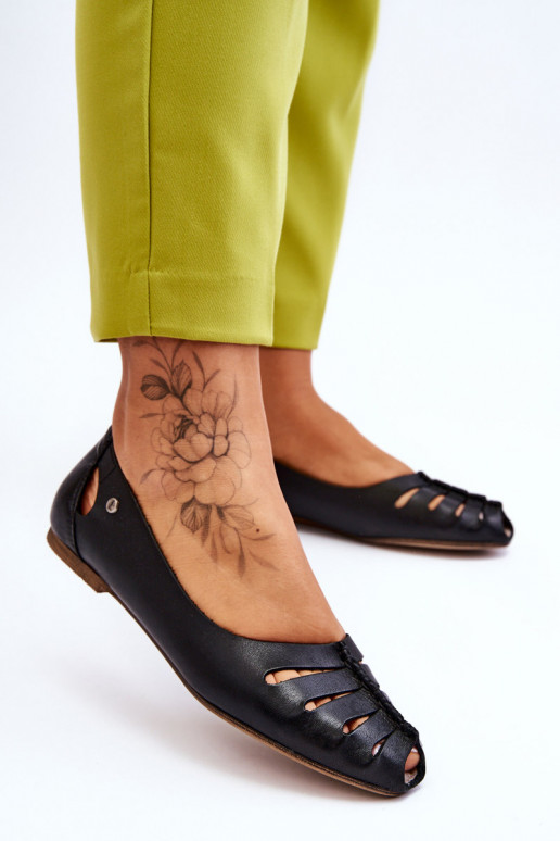 Bequeme Ballerinas aus Ermöglichtturleder Feminin schZuarze Farbe Lemar Luka