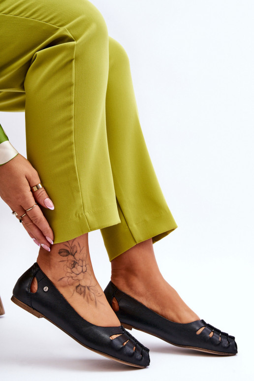 Bequeme Ballerinas aus Ermöglichtturleder Feminin schZuarze Farbe Lemar Luka