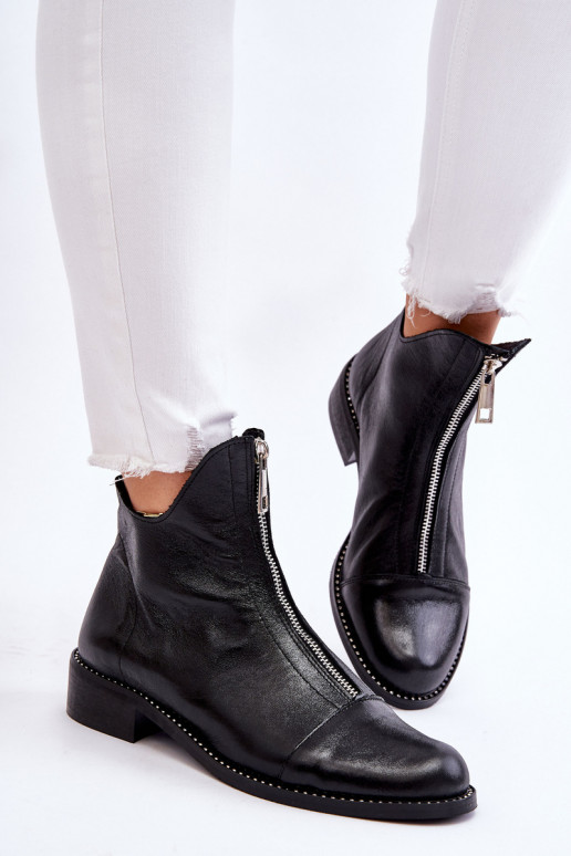 Haut Stiefel mit Reißverschlüssen Nicole 2785/037 schZuarze Farbe