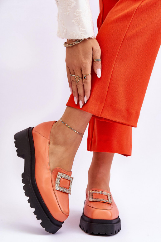 Komfortabel Haut Mokassins orange Farbe Agathe Komfortabel Haut Mokassins orange Farbe Agathe