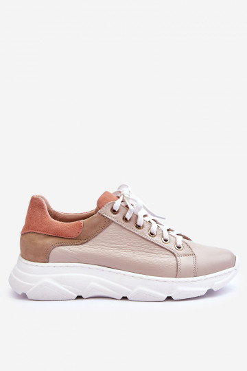 Komfortabel Haut Turnschuhe mit einer Plattform Beige Alisane 2