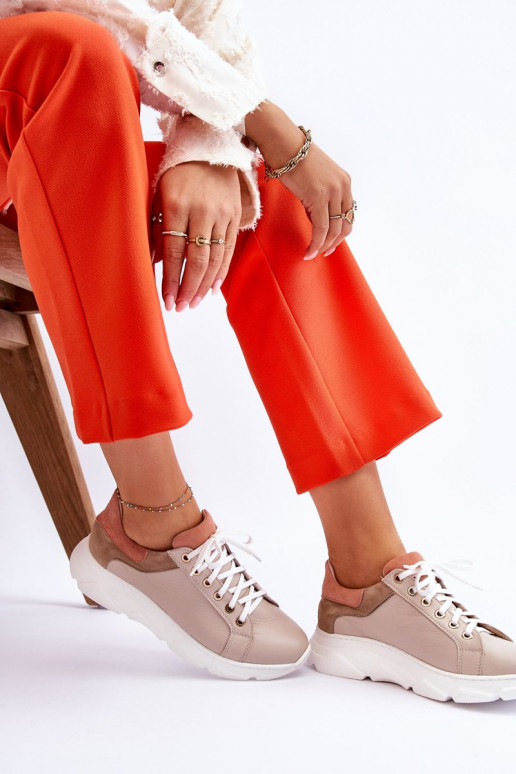 Komfortabel Haut Turnschuhe mit einer Plattform Beige Alisane Komfortabel Haut Turnschuhe mit einer Plattform Beige Alisane