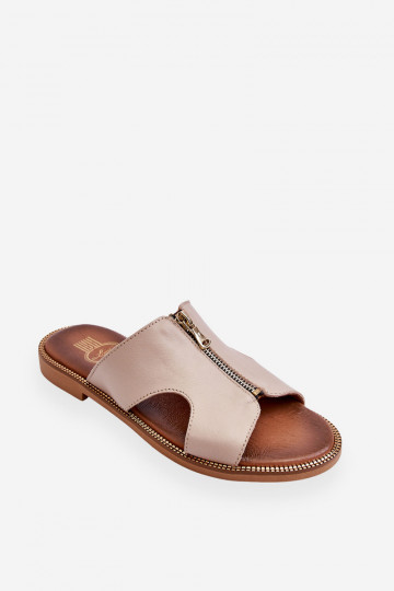 Feminin Hausschuhe mit dekorativen Reißverschlüssen Beige Lemar Clarence