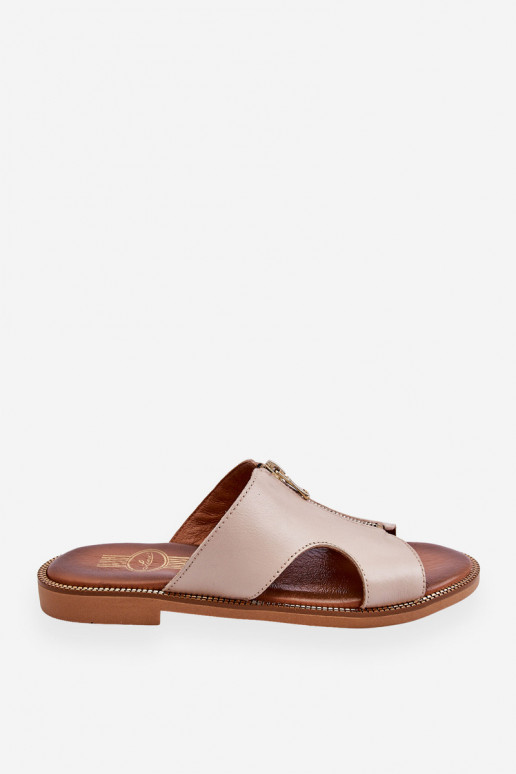 Feminin Hausschuhe mit dekorativen Reißverschlüssen Beige Lemar Clarence Feminin Hausschuhe mit dekorativen Reißverschlüssen Beige Lemar Clarence