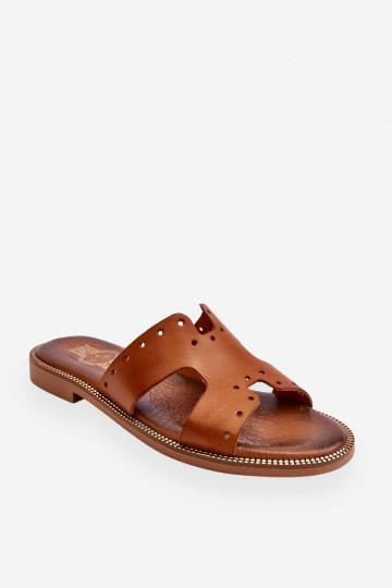 Zazoo 40326 Feminin Hausschuhe Mit dekorativen Ausschnitten braune Farbe