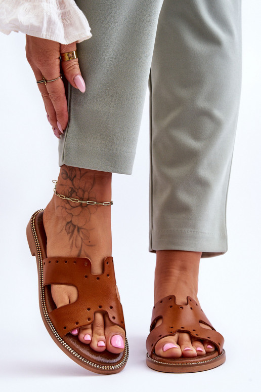 Zazoo 40326 Feminin Hausschuhe Mit dekorativen Ausschnitten braune Farbe Zazoo 40326 Feminin Hausschuhe Mit dekorativen Ausschnitten braune Farbe