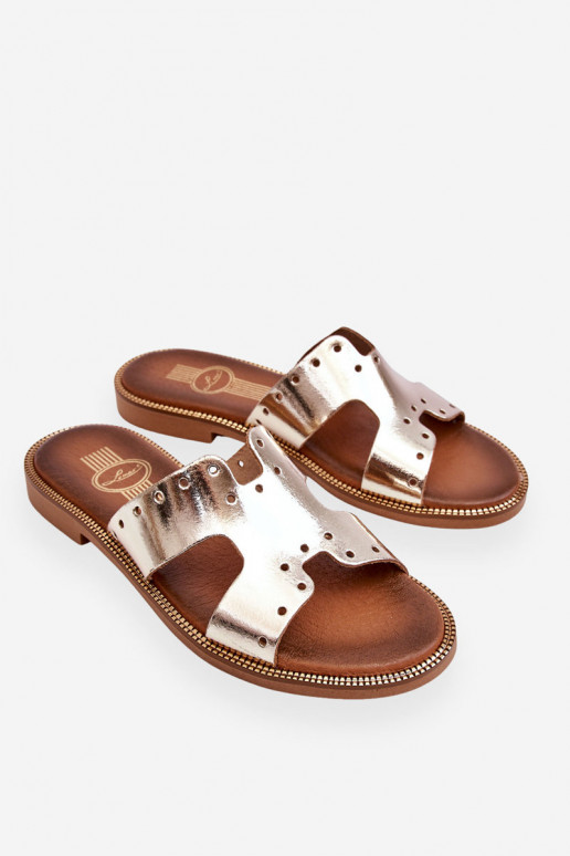 Zazoo 40326 Feminin Hausschuhe Mit dekorativen Ausschnitten goldene Farbe Zazoo 40326 Feminin Hausschuhe Mit dekorativen Ausschnitten goldene Farbe