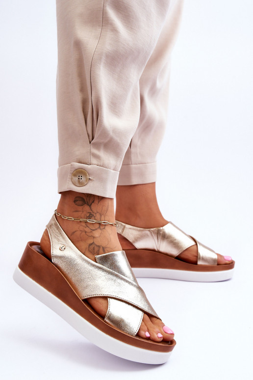 Haut Plateausandalen goldene Farbe Morgan